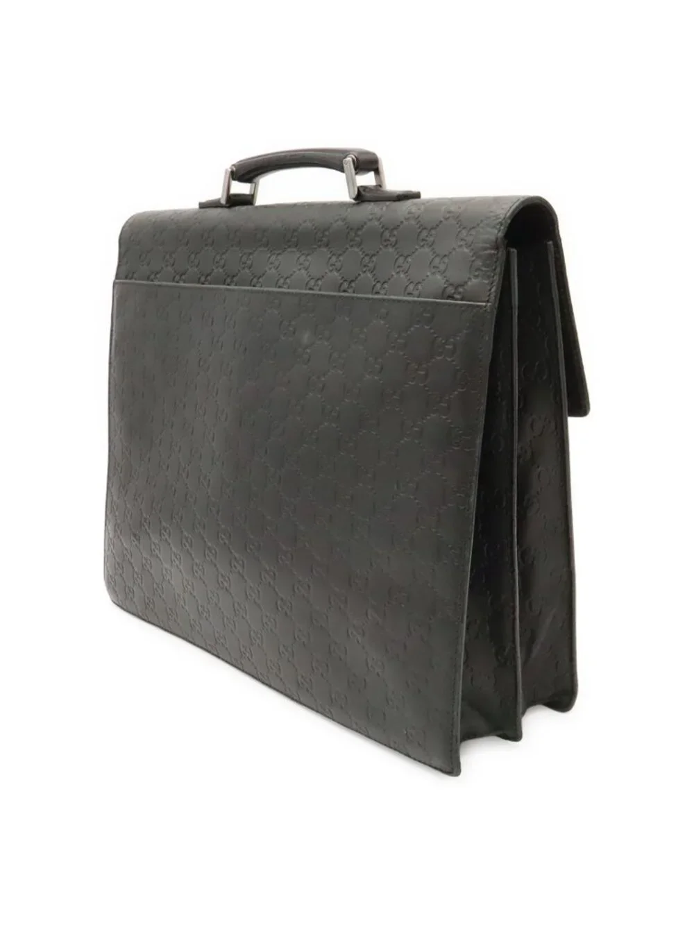 Gucci Guccissima Briefcase Business Document Purse Diamond Lock Type Black